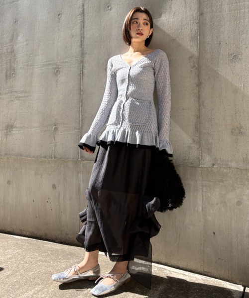 HONEY MI HONEY（ハニーミーハニー） カーディガン crochet frill knit