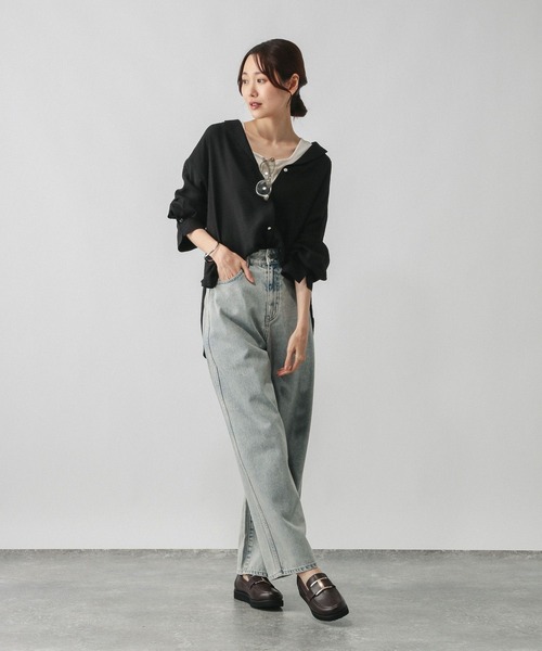 「GLOBAL WORK」 長袖シャツ LARGE ブラック レディース_画像6
