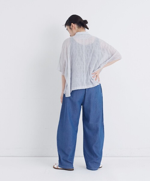 ブラウス シャツ 半袖 「FAVE」シャーリングオープンカラーシャツジャケット レディース | conges payes ADIEU TRISTESSE | 04