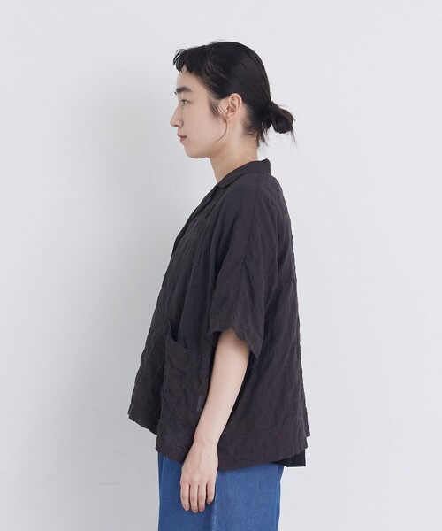 ブラウス シャツ 半袖 「FAVE」シャーリングオープンカラーシャツジャケット レディース | conges payes ADIEU TRISTESSE | 14