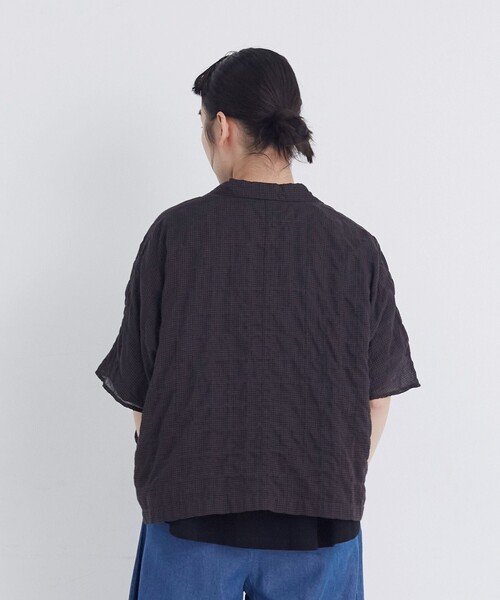 ブラウス シャツ 半袖 「FAVE」シャーリングオープンカラーシャツジャケット レディース | conges payes ADIEU TRISTESSE | 15