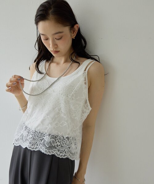 FETICO LACE KNIT SLIP DRESS（レースキャミソール） Discoat（ディスコート） キャミソール 「Noka/WEB限定」レース