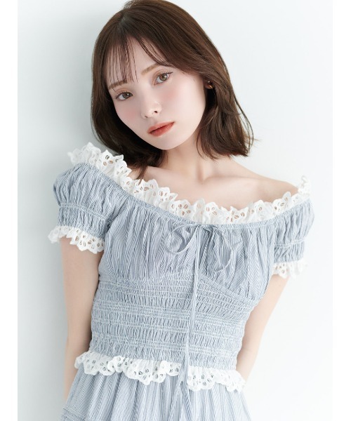 SNIDEL（スナイデル） ワンピース コットンオフショルロングワンピース