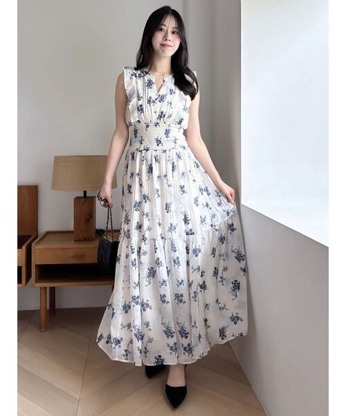 dazzlin 今期新作 プリーツフラワーシフォンワンピース dazzlin（ダズリン） ワンピース プリーツフラワーシフォンワンピース