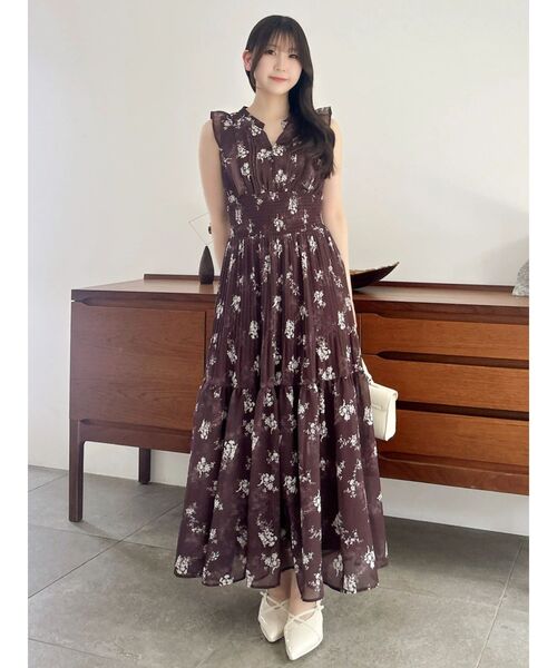 dazzlin 今期新作 プリーツフラワーシフォンワンピース dazzlin（ダズリン） ワンピース プリーツフラワーシフォンワンピース
