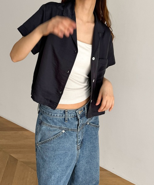 「CANAL JEAN」 半袖シャツ ONE SIZE ネイビー レディース_画像2
