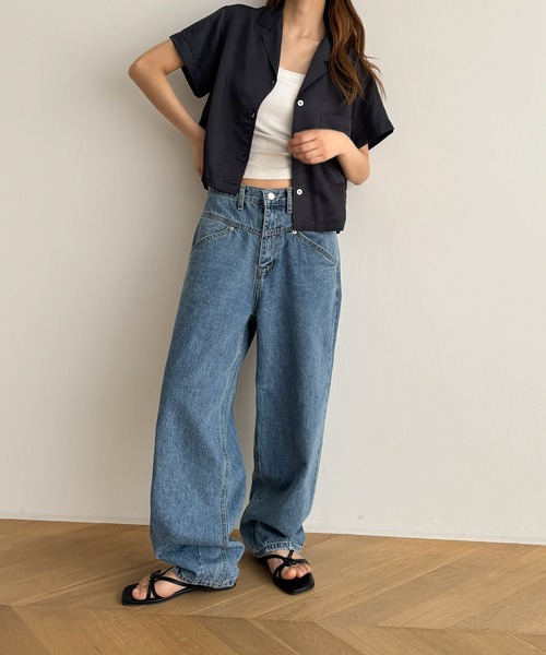 「CANAL JEAN」 半袖シャツ ONE SIZE ネイビー レディース_画像4