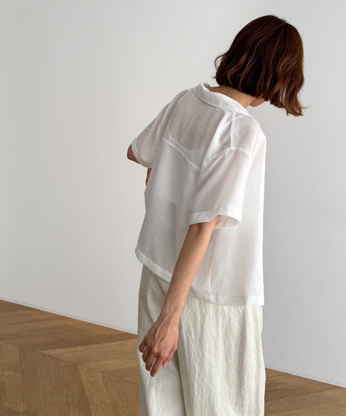 「CANAL JEAN」 半袖シャツ ONE SIZE ネイビー レディース_画像9