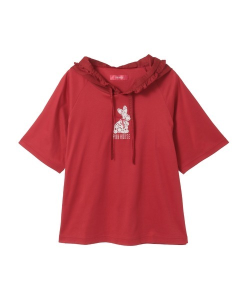 PINK HOUSE（ピンクハウス） tシャツ 半袖 レースうさぎアップリケ付き