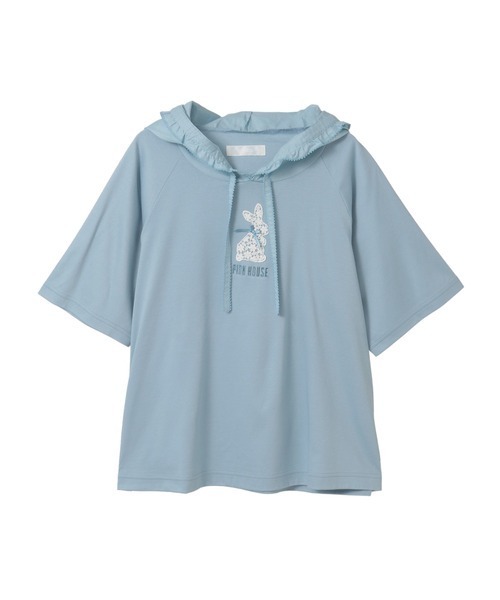 PINK HOUSE（ピンクハウス） tシャツ 半袖 レースうさぎアップリケ付き