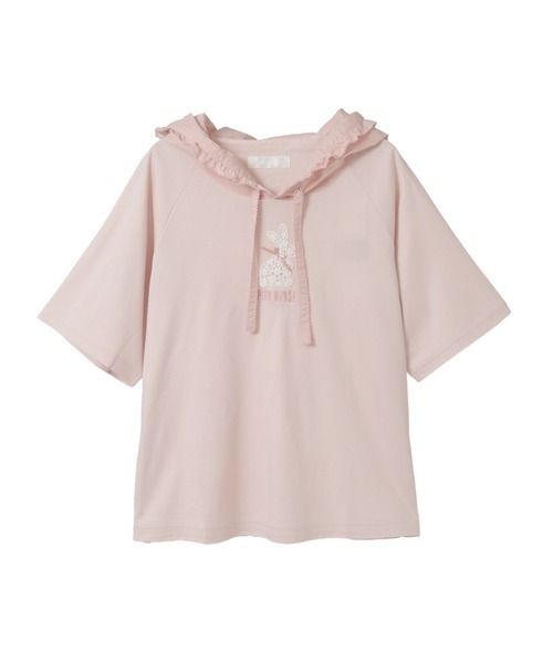 PINK HOUSE（ピンクハウス） tシャツ 半袖 レースうさぎアップリケ付き