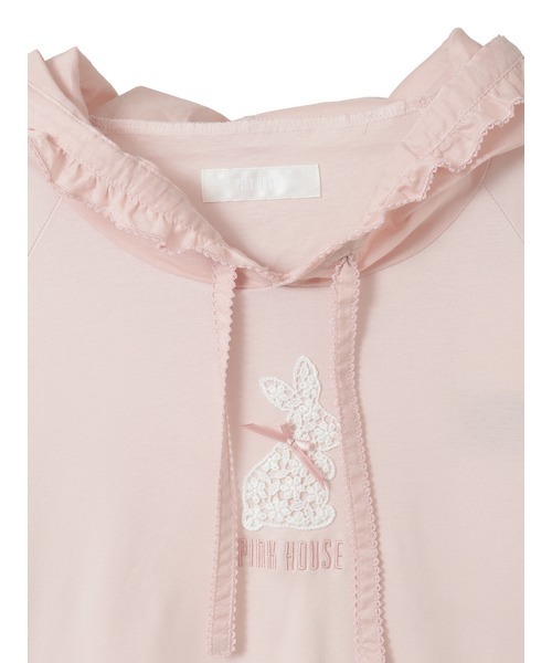 PINK HOUSE（ピンクハウス） tシャツ 半袖 レースうさぎアップリケ付き