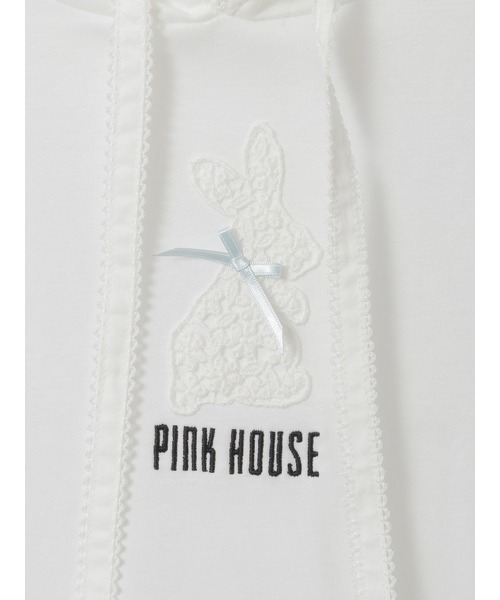 PINK HOUSE（ピンクハウス） tシャツ 半袖 レースうさぎアップリケ付き