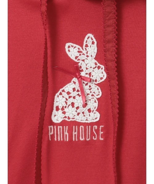 PINK HOUSE（ピンクハウス） tシャツ 半袖 レースうさぎアップリケ付き