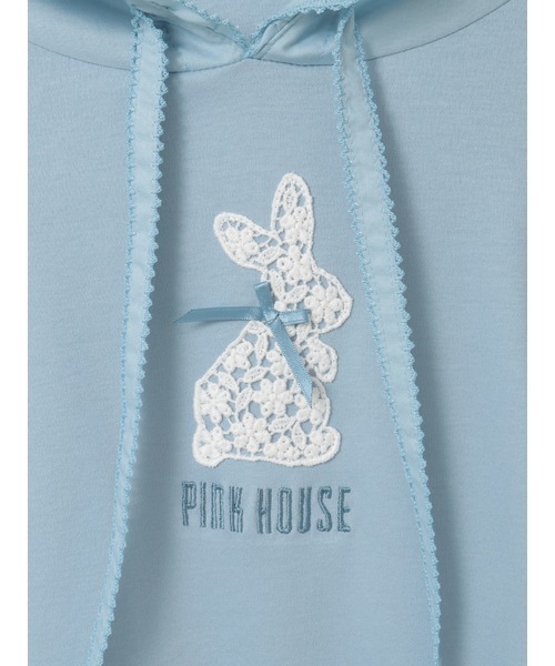 PINK HOUSE（ピンクハウス） tシャツ 半袖 レースうさぎアップリケ付き