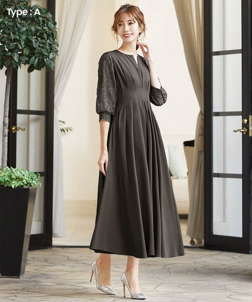 GIRL DRESS FOR NOW パーティードレス ドレス レーススリーブXライン