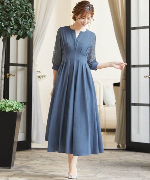 GIRL DRESS FOR NOW パーティードレス ドレス レーススリーブXライン
