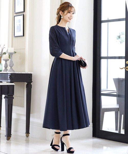 GIRL DRESS FOR NOW パーティードレス ドレス レーススリーブXライン