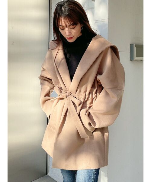 GYDA（ジェイダ） アウター ウエストシェイプ フードトッパーコート