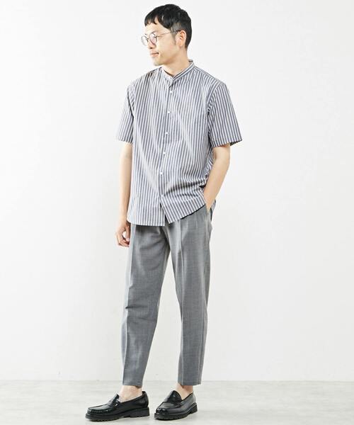MEN'S MELROSE シャツ コットンリネンストライプスタンダード
