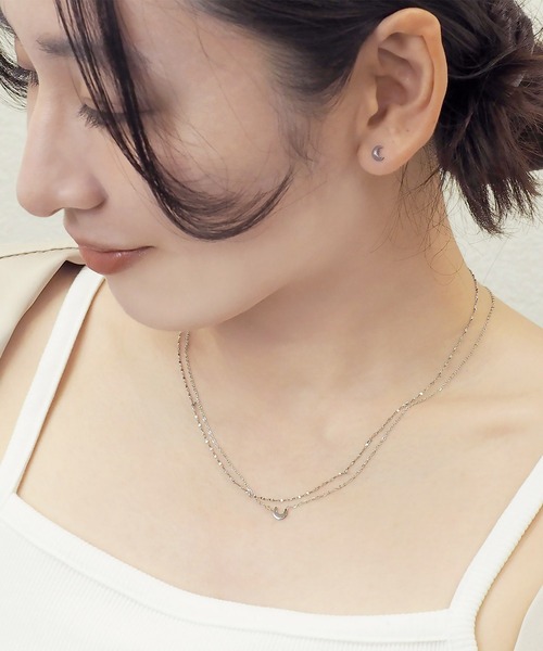 Glitter チェーンネックレス ネイビー ポーチ付き blackdia ocean（ブラックダイヤオーシャン） アレルギー対応
