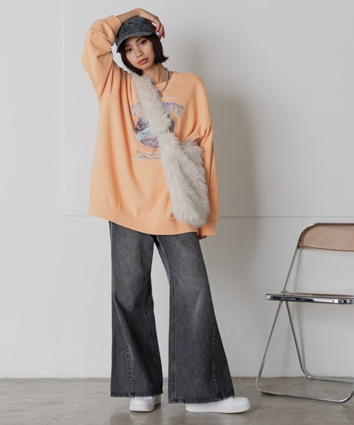 ZOE ワイドデニムパンツ/BAU by Bride And You セール】side fringe wide denim pants／サイドフリンジライン