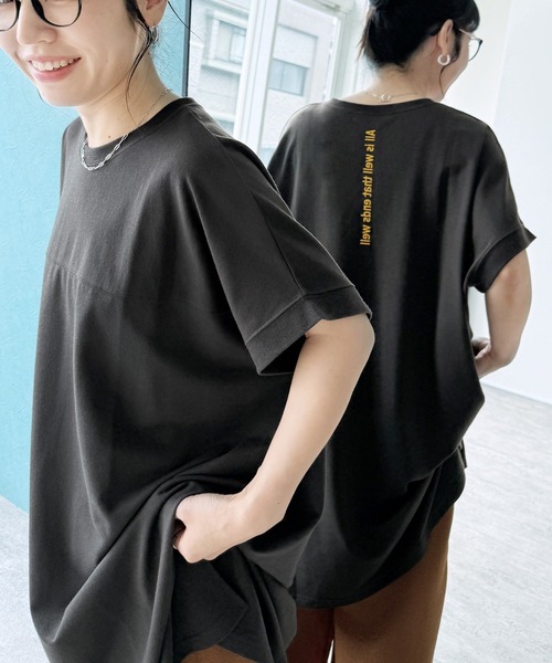 tシャツ フリルデザインチュニックTシャツ レディース チチカカ チュニック Tシャツ ティーシャツ トップス カットソー