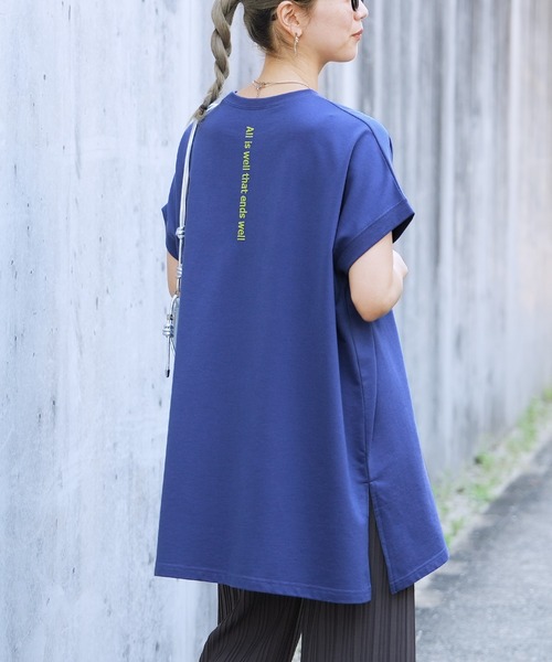 reca（レカ） tシャツ 半袖 バッグロゴ刺繍ワイドチュニックTシャツ