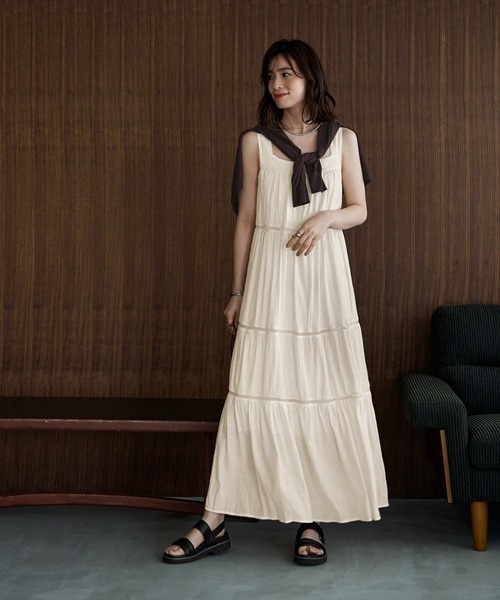 ★美品★定価2,5万★TODAYFUL★楊柳 プリーツ ロングワンピース★36★ STYLE DELI ワンピース 楊柳ティアードロングワンピース