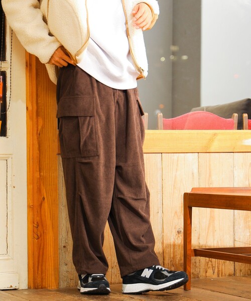 パンツ メンズ コーデュロイ ウエストビーズ装飾 ワイドパンツ コーデュロイパンツ メンズ パンツ ワイド コーデュロイ ズボン