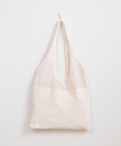 shopnikoniko トートバッグ トライアングル ニット編み メッシュ