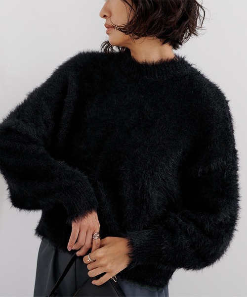 ur's（ユアーズ） ニット セーター クルーネッククロップドシャギー