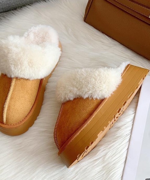 SHEENA（シーナ） スリッポン 厚底ムートンスリッポン レディース