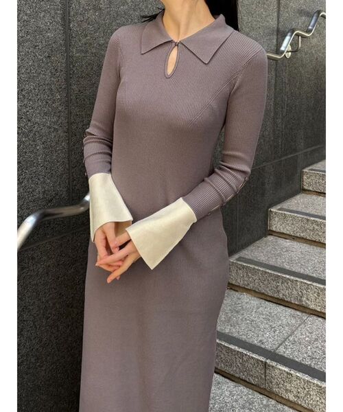 LAGUNAMOON（ラグナムーン） ワンピース シャツカラーカフスニット