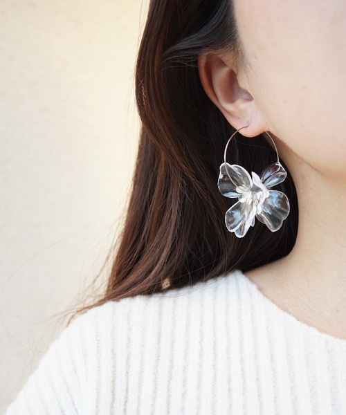 CERCA ピアス jolie minette/ビックフラワー シルバー フープ