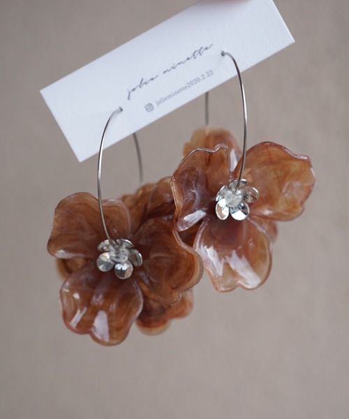 CERCA ピアス jolie minette/ビックフラワー シルバー フープ