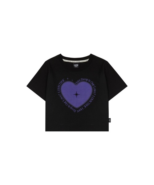 ★LUVISTRUE★SM HOW DEEP HEART TANG TEE(BLACK)★正規品/人気 LUVISTRUE tシャツ SM HOW DEEP HEART TANG TEE レディース