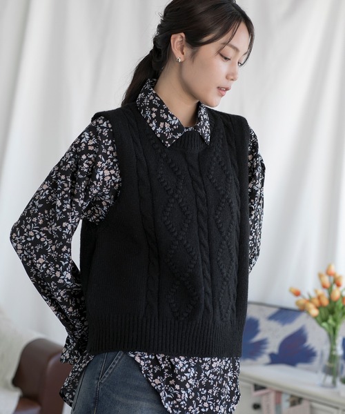 aimoha（アイモハ） ベスト ジレ ラウンドネックニットベスト