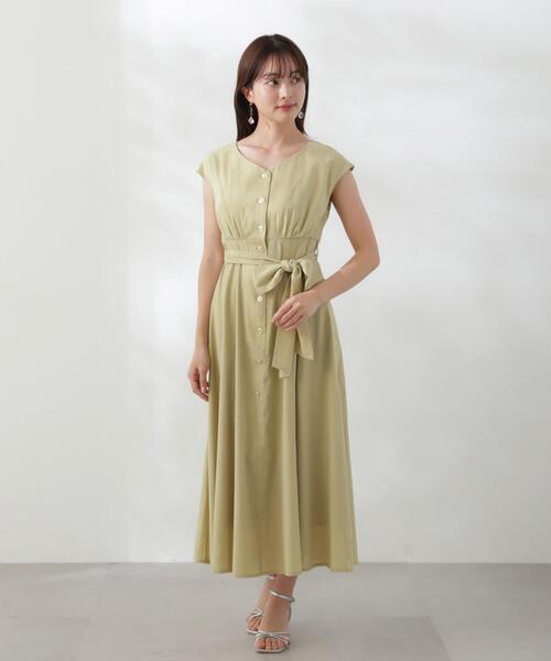 シャツワンピース Vネック コルセットウエスト フレンチ 上品 PROPORTION BODY DRESSING ワンピース Vネックシャツワンピース