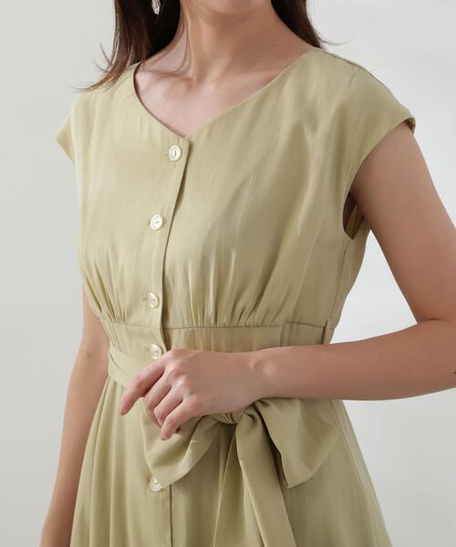 シャツワンピース Vネック コルセットウエスト フレンチ 上品 PROPORTION BODY DRESSING ワンピース Vネックシャツワンピース