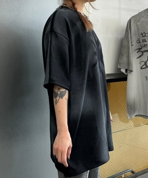 ★DXOH★Unisex Life Nagrang T-Shirt Wine/Wh Melange★正規品 BLACK LABEL〕：セットアップ クールマックス7分袖トップス