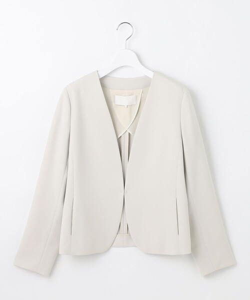 自由区 ジャケット ノーカラージャケット トリアセダブルクロスノー