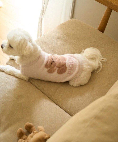 gelato pique 犬 服 「CAT＆DOG」ベア柄ジャガードノースリーブプル 