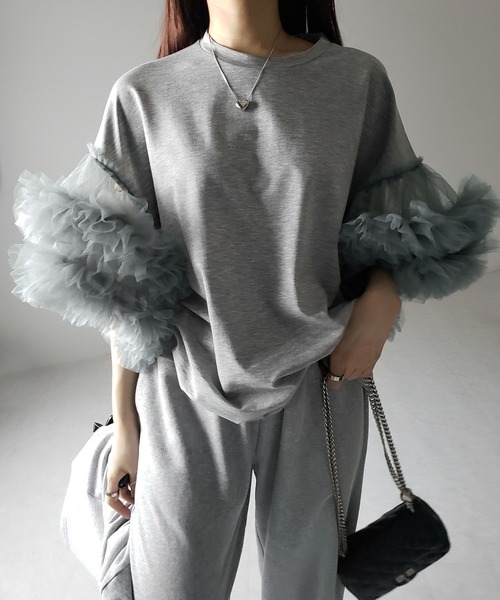 me+em select（ミームセレクト） tシャツ 「 2color 」フリルスリーブ