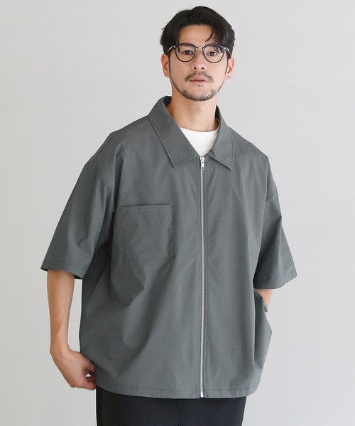 SPU（スプ） 七分袖 シャツ SOLOTEX(R)半袖ZIPシャツ メンズ