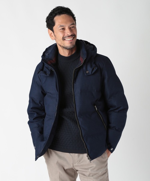 メンズビギ men's bigi 光沢 肉厚 ダウンジャケット ブラウン M MEN'S BIGI ダウンジャケット ダウン TRドビー3Dピンチェック