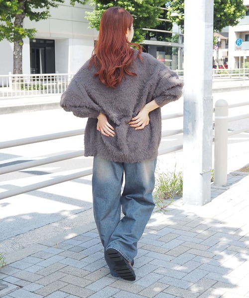【新品】 KBF フェザーヤーンスリーブカーディガン tiptop（ティップトップ） カーディガン フェザーヤーンBIG