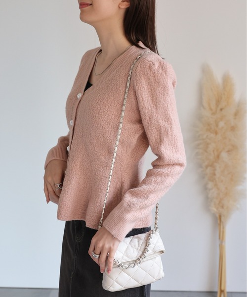 sakishimatokyo カーディガン パールボタンパフスリーブ ラメ