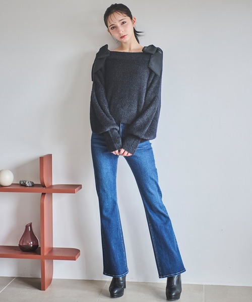 31 Sons de mode ニット セーター WASHABLE肩リボンミニ