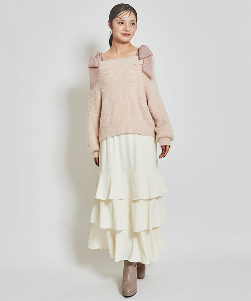 31 Sons de mode ニット セーター WASHABLE肩リボンミニ